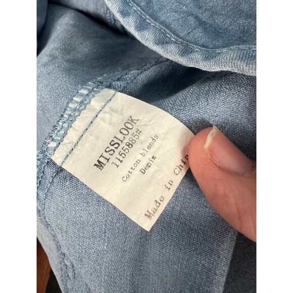 Misslook Denim Maxi Dress XL (Runs L) Sleeveless Blue Jean Dress Minimal Pockets - Picture 3 of 8